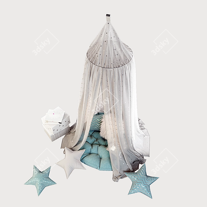 Scandi Kids Canopy: Gray-Blue Decor 3D model image 2