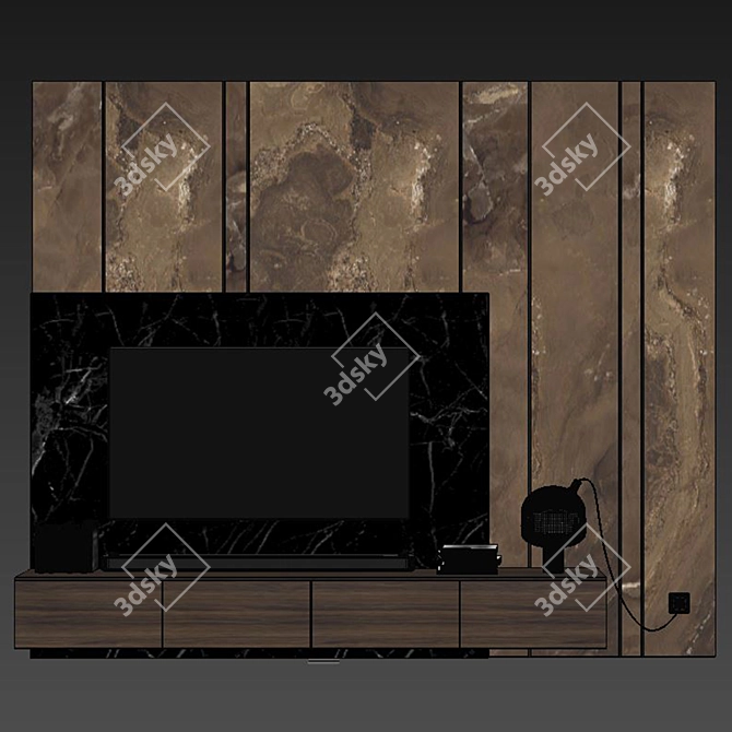 Sleek 3D Max TV Wall Set 3D model image 3