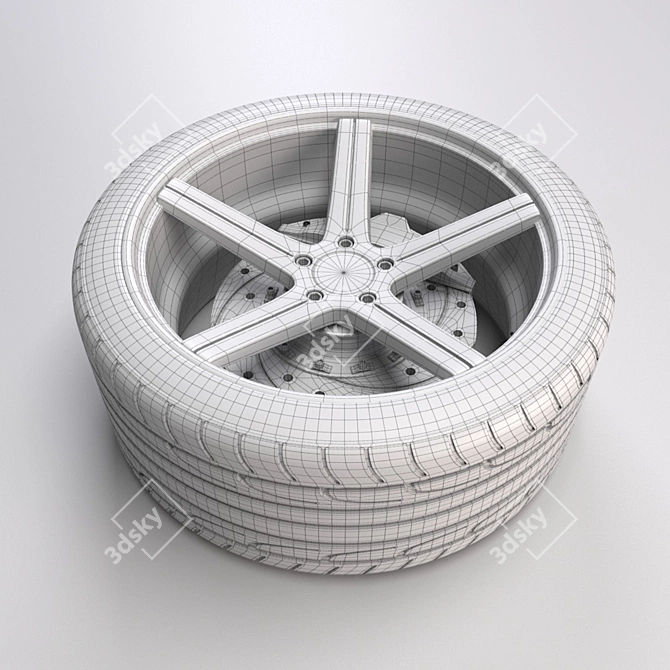 19" Car Wheel Assembly Kit 3D model image 2
