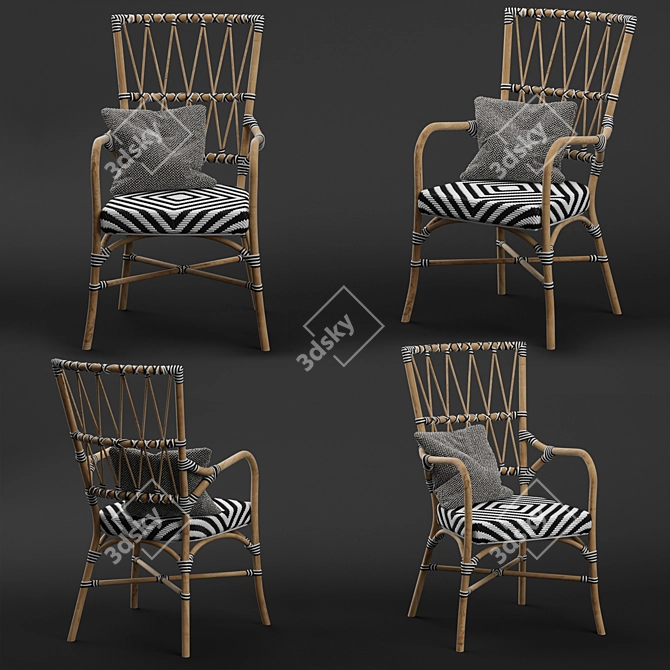 Elegantly Crafted Criss Cross Rattan Chair 3D model image 1