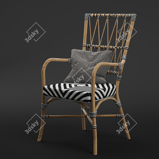 Elegantly Crafted Criss Cross Rattan Chair 3D model image 2