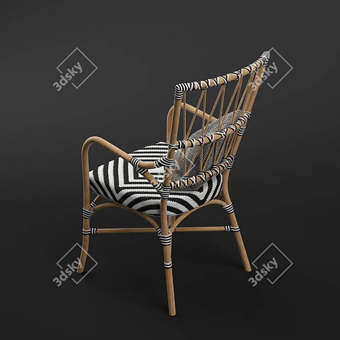 Elegantly Crafted Criss Cross Rattan Chair 3D model image 3