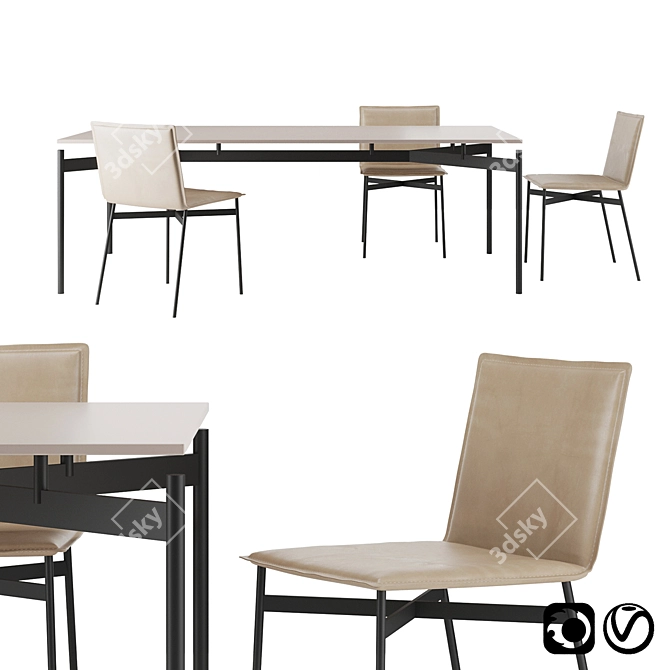 Sleek Zazu Chair and Table 3D model image 1