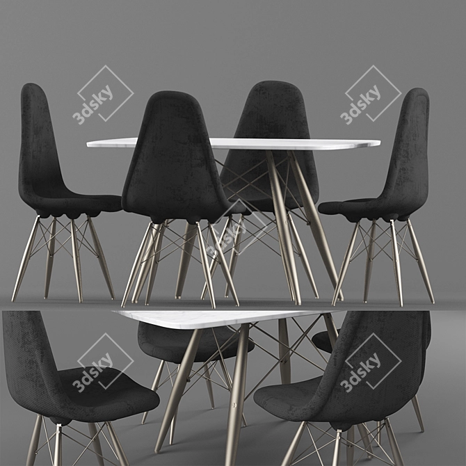 Modern Dining Table & Chairs Set 3D model image 1