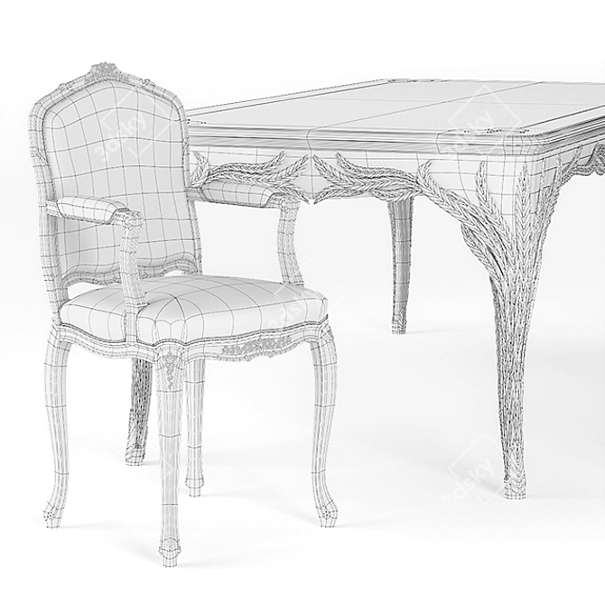 Italian Silvano Grifoni Table & Chair Set 3D model image 2