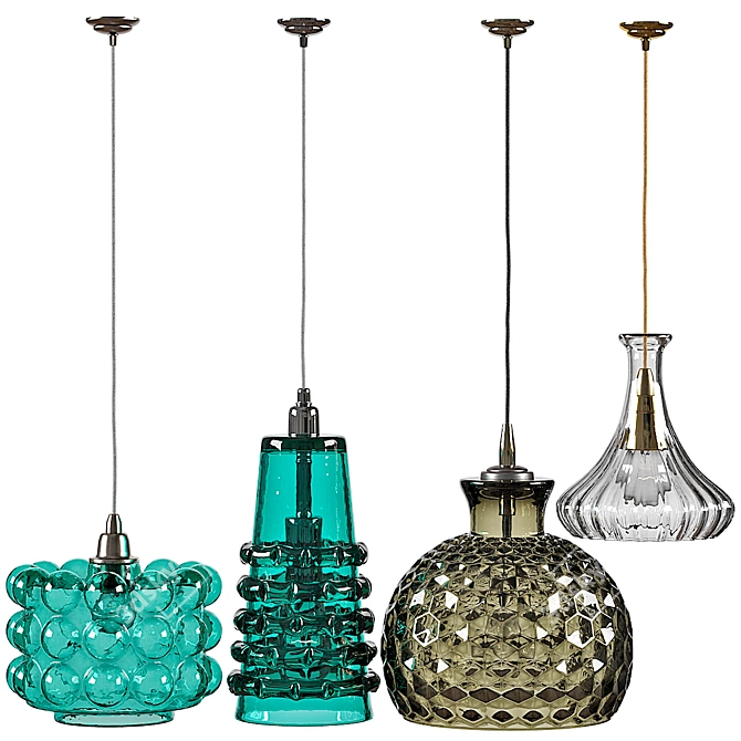 Jamie Young Pendant Light Set - Stylish and Versatile Lighting 3D model image 2