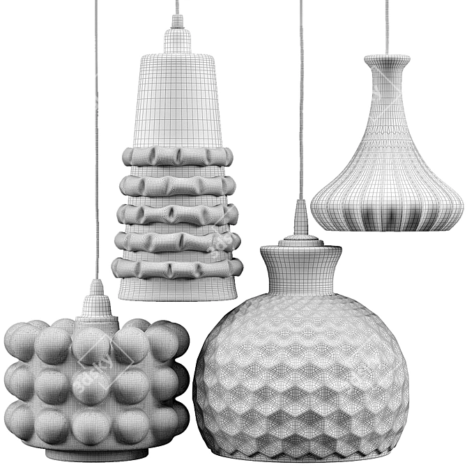 Jamie Young Pendant Light Set - Stylish and Versatile Lighting 3D model image 3