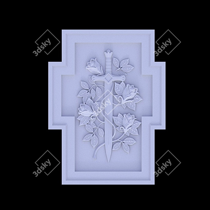 Sword & Roses Decor Panel 3D model image 1