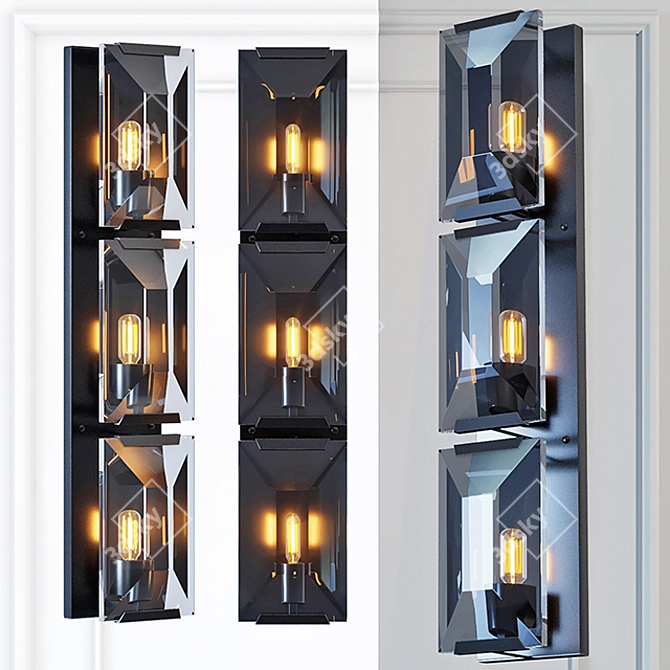 Harlow Crystal Triple Round Sconce 3D model image 1