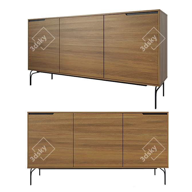 Tara Commode | Walnut Finish 3D model image 1