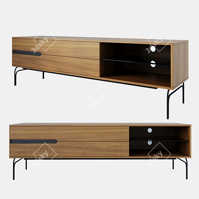 Tara TV Stand | Walnut Finish 3D model image 1