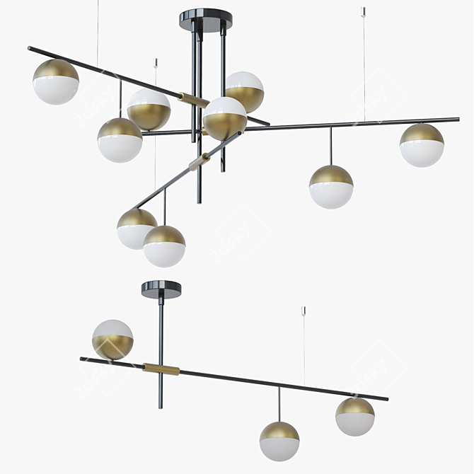 Sleek TECHNUM Pendant Lamp with Ball-shaped Shades 3D model image 1