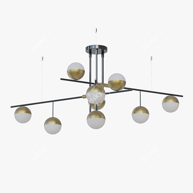 Sleek TECHNUM Pendant Lamp with Ball-shaped Shades 3D model image 2