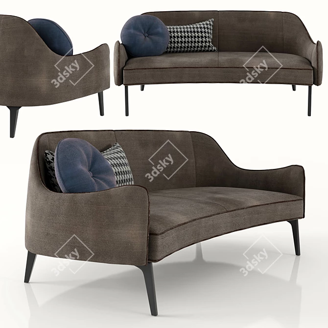Elegant Jackie Small Sofa 3D model image 1