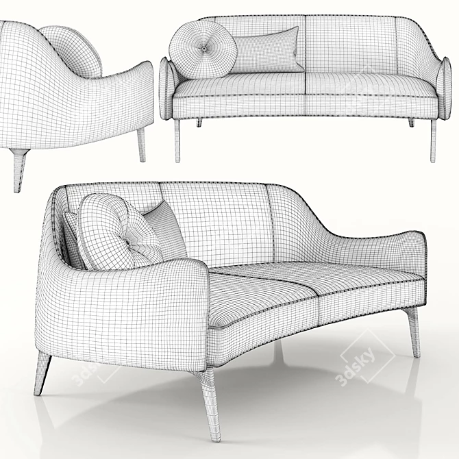 Elegant Jackie Small Sofa 3D model image 2