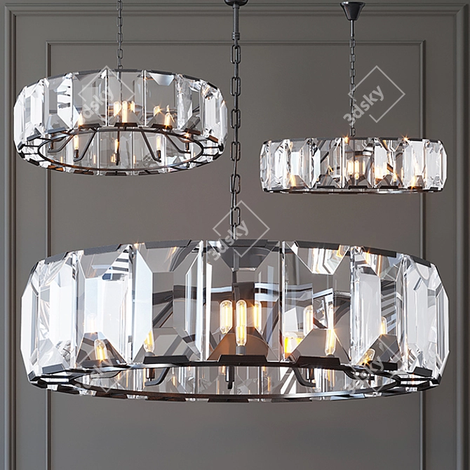 RH Harlow Crystal Chandelier - Modern Art-Deco Loft 3D model image 1