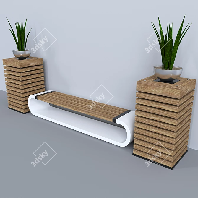 Modern Style Bench 3D model image 1