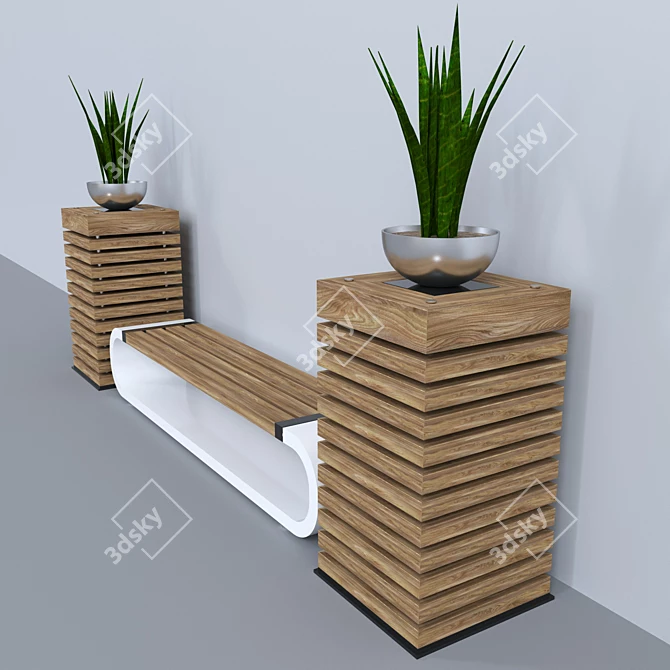 Modern Style Bench 3D model image 2