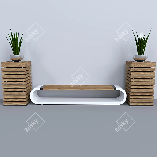 Modern Style Bench 3D model image 3