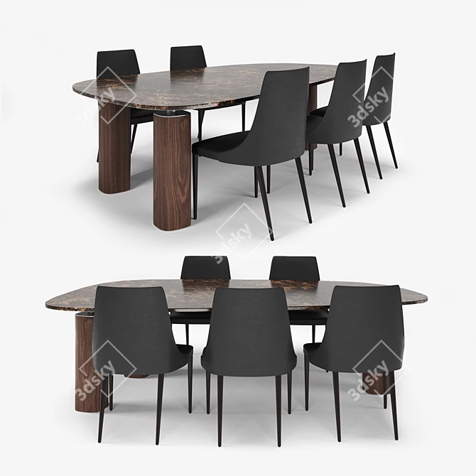 Elegant Poltrona Fraa Table & Shantal Chair Combo 3D model image 1