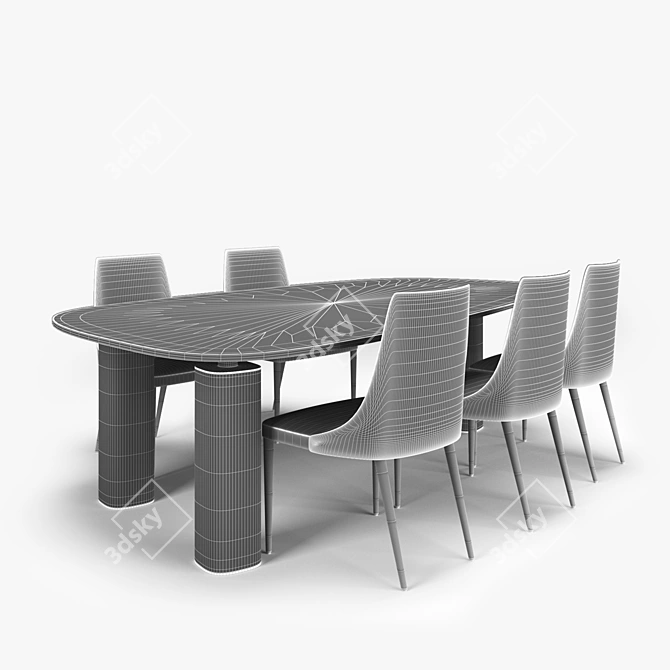 Elegant Poltrona Fraa Table & Shantal Chair Combo 3D model image 2