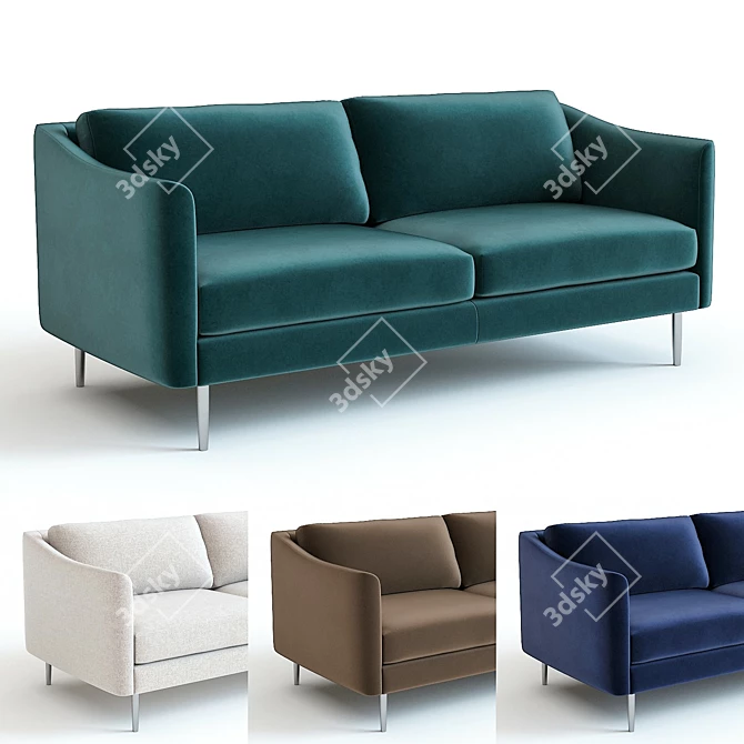 Modern West Elm Sloane Sofa: Stylish 3D Model 3D model image 1