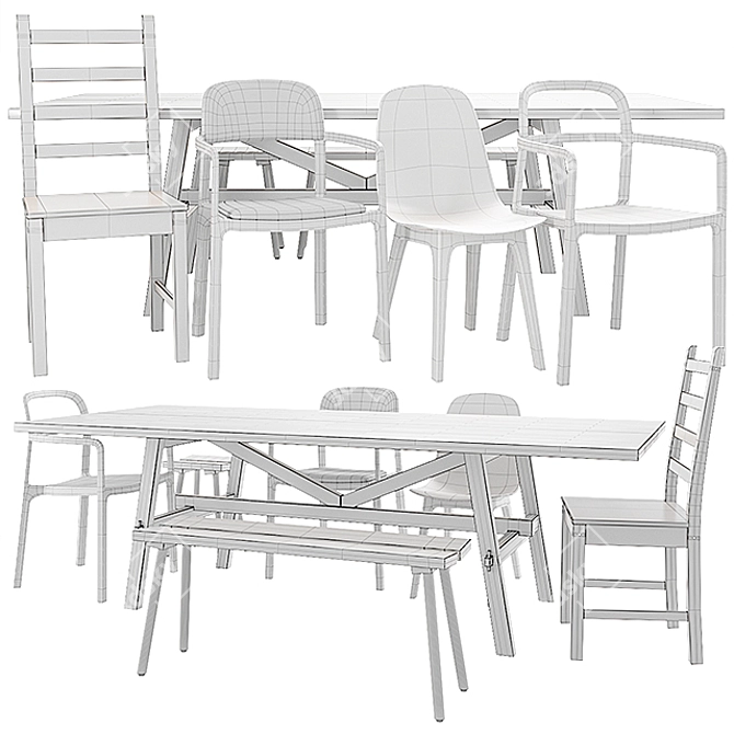 IKEA Table & Chair Set 02: Stylish & Versatile for Every Space 3D model image 2