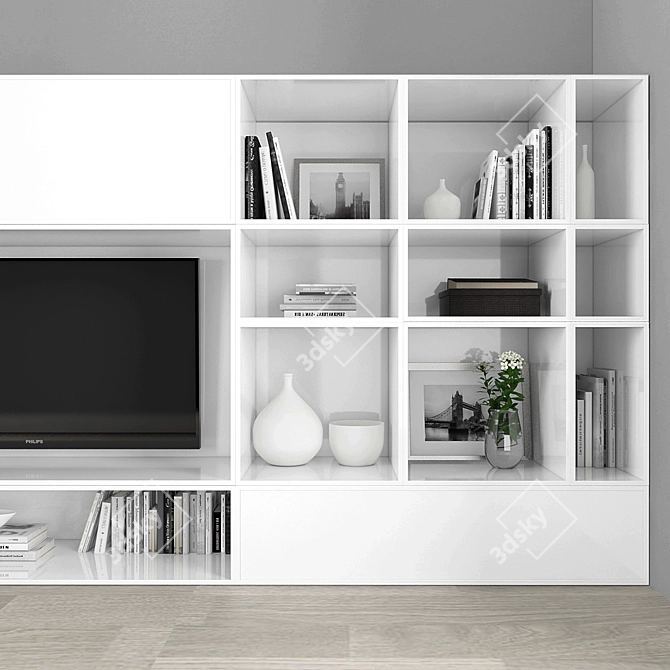 Elegant TV Stand Set with Storage 3D model image 2