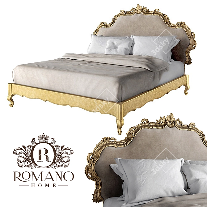 Handcrafted Josephine Bed by Romano Home 3D model image 1