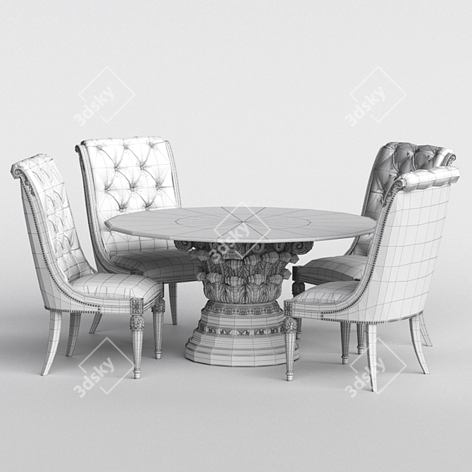 Elegant Upholstered Side Chair & Glass Top Dining Table 3D model image 3