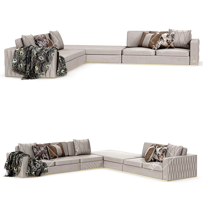 Elegant Bronze Modular Sofa 3D model image 1