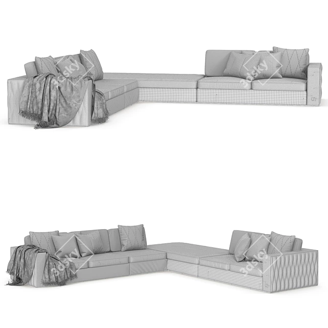 Elegant Bronze Modular Sofa 3D model image 2