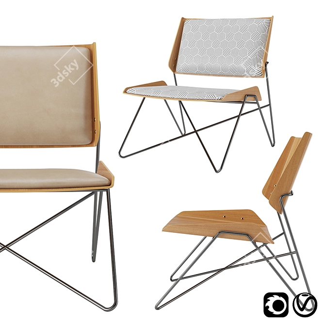 Modern SRA1 Chair: Sleek Design by Abraham & Rol 3D model image 1