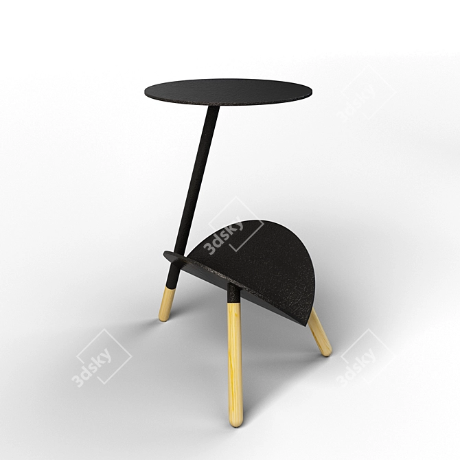 Modern Wood and Metal Coffee Table 3D model image 2