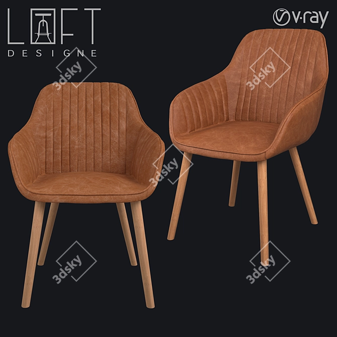 LoftDesign Chair 2793: Stylish Wood and Eco Leather 3D model image 1