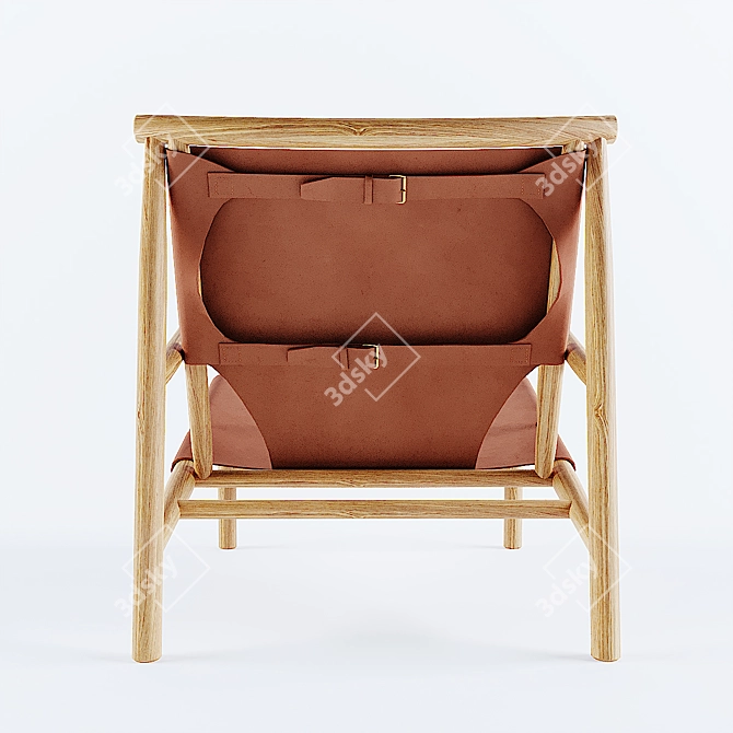 Modern Samurai Lounge Chair: Oak & Leather 3D model image 2