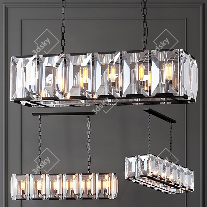 Harlow Crystal Square Chandelier 3D model image 1