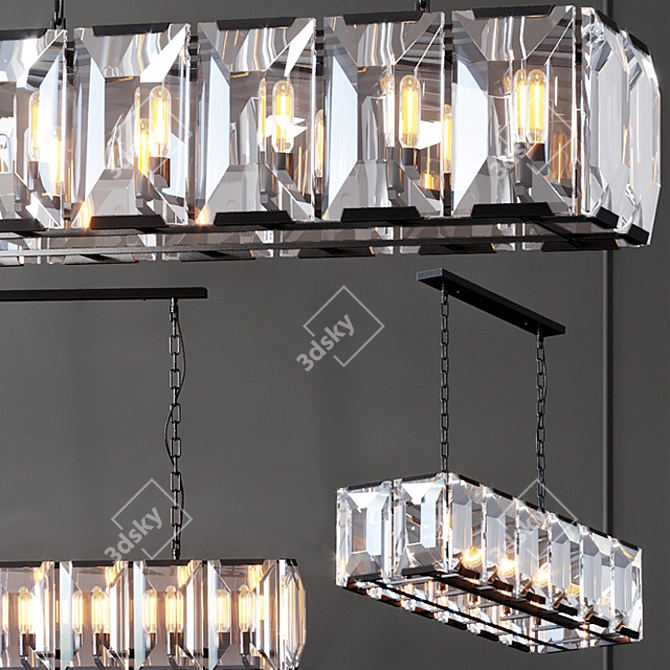 Harlow Crystal Square Chandelier 3D model image 2