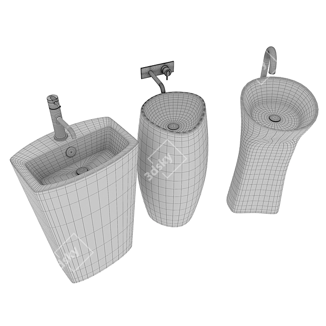 Modern Floor Wash Basin Set 3D model image 3