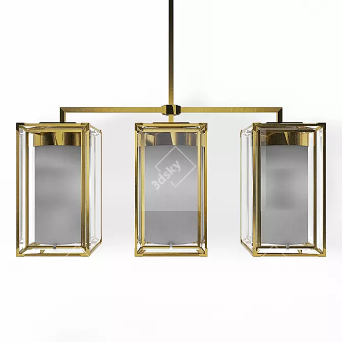 Elegant Gold Glass Chandelier 3D model image 2