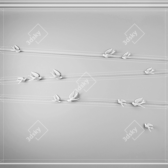 Elegant LED Panel: Gulls Wall Decor 3D model image 2