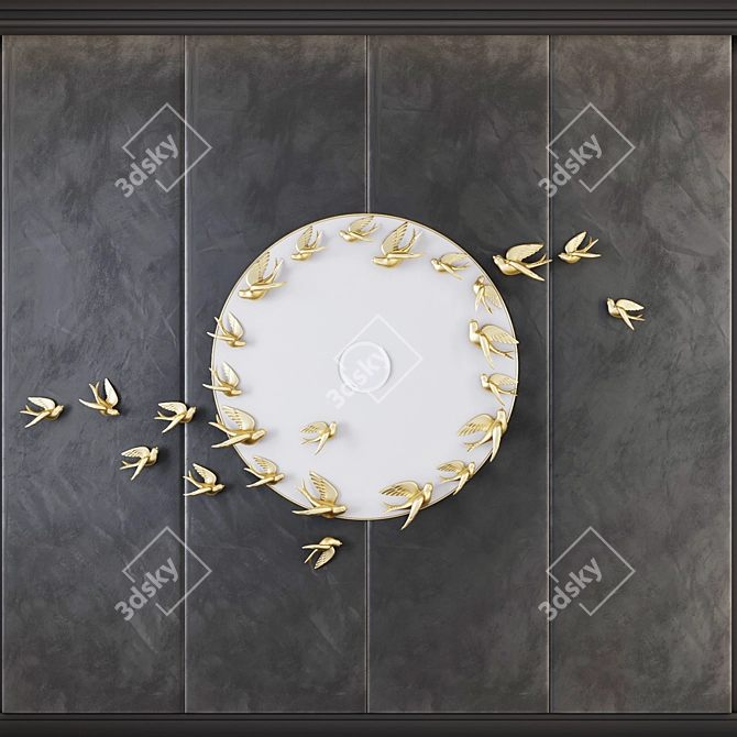 Elegant Mirror Wall Panel 3D model image 1