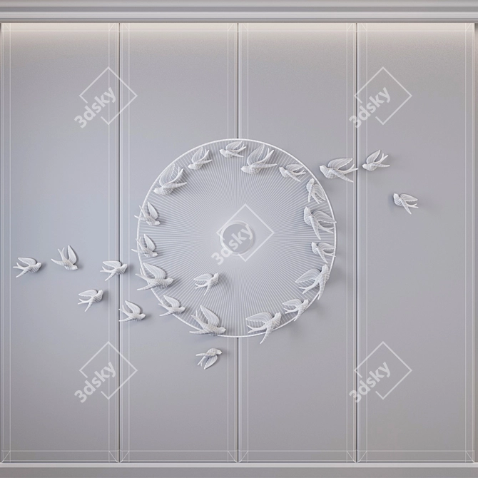 Elegant Mirror Wall Panel 3D model image 3