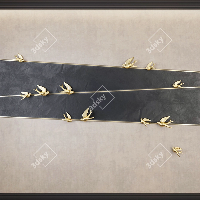 Golden Wave Decorative Panel 3D model image 1