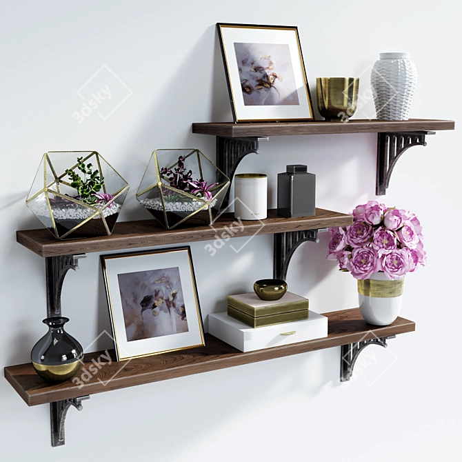 Elegant Bridge Bracket Shelf 3D model image 1