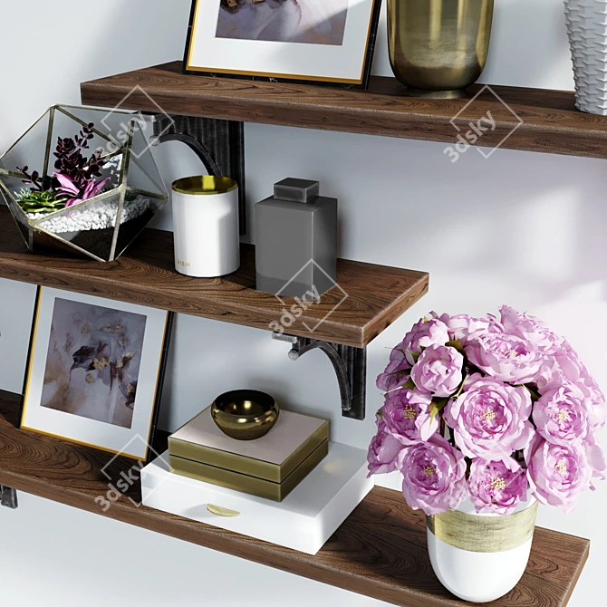Elegant Bridge Bracket Shelf 3D model image 2