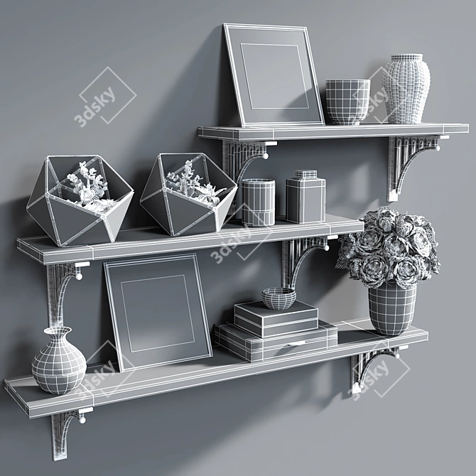 Elegant Bridge Bracket Shelf 3D model image 3