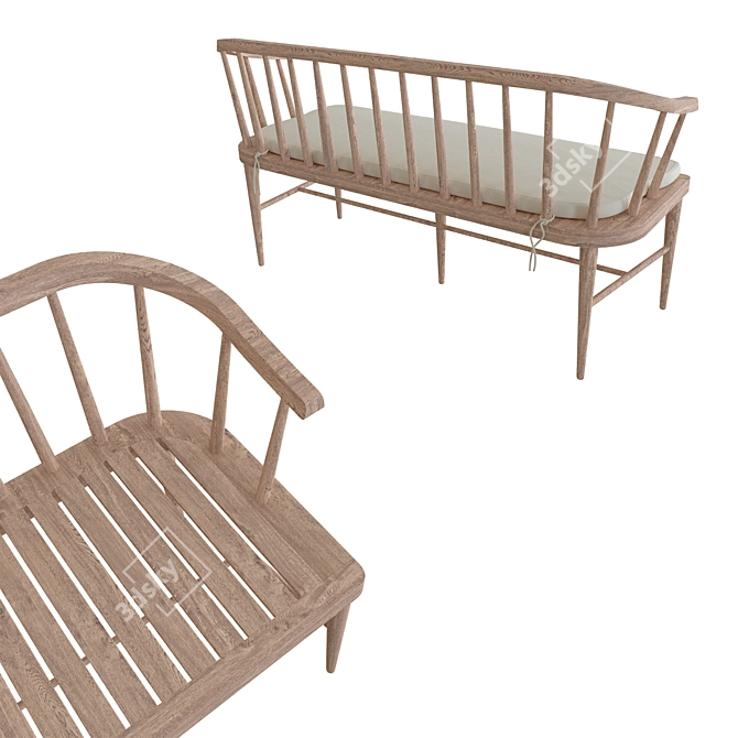 Rustic Portside Chaise Lounger 3D model image 2