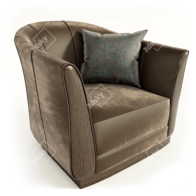 Sophisticated Brown Barrel Armchair 3D model image 1