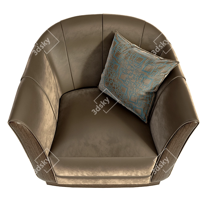 Sophisticated Brown Barrel Armchair 3D model image 2